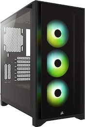 CORSAIR iCUE 4000X RGB Tempered Glass Mid-Tower ATX PC Case - 3X SP120 RGB Elite Fans - iCUE Lighting Node CORE Controller - High Airflow