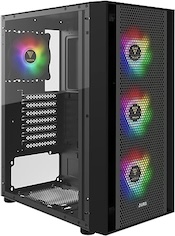 GAMDIAS ATX Mid Tower Gaming Computer PC Case with Side Tempered Glass, 4X 120mm ARGB Case Fans and Sync with 5V RGB Motherboard and Excellent Airflow